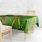 Personalized Australian Jackaroo Lawn Bowls Tablecloth Kangaroo Athlete Indigenous Pattern Green Yellow Sports Mascot