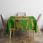 Personalized Australian Jackaroo Lawn Bowls Tablecloth Kangaroo Athlete Indigenous Pattern Green Yellow Sports Mascot