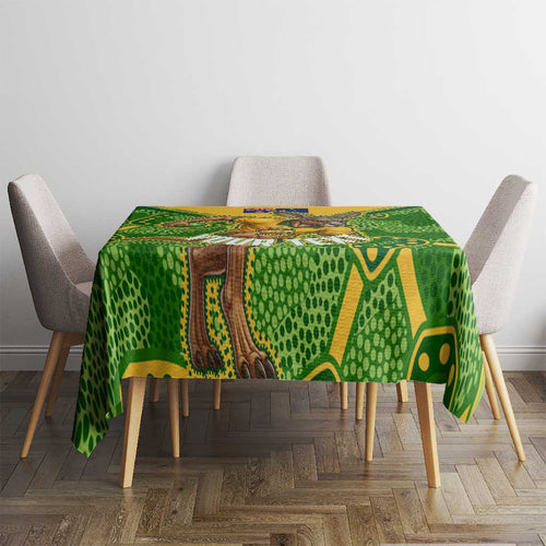 Personalized Australian Jackaroo Lawn Bowls Tablecloth Kangaroo Athlete Indigenous Pattern Green Yellow Sports Mascot
