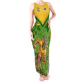Personalized Australian Jackaroo Lawn Bowls Tank Maxi Dress Kangaroo Athlete Indigenous Pattern Green Yellow Sports Mascot