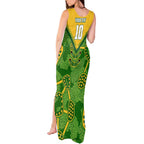 Personalized Australian Jackaroo Lawn Bowls Tank Maxi Dress Kangaroo Athlete Indigenous Pattern Green Yellow Sports Mascot