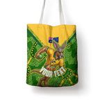 Personalized Australian Jackaroo Lawn Bowls Tote Bag Kangaroo Athlete Indigenous Pattern Green Yellow Sports Mascot