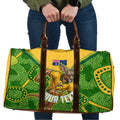 Personalized Australian Jackaroo Lawn Bowls Travel Bag Kangaroo Athlete Indigenous Pattern Green Yellow Sports Mascot