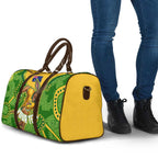 Personalized Australian Jackaroo Lawn Bowls Travel Bag Kangaroo Athlete Indigenous Pattern Green Yellow Sports Mascot