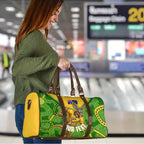 Personalized Australian Jackaroo Lawn Bowls Travel Bag Kangaroo Athlete Indigenous Pattern Green Yellow Sports Mascot