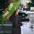 Personalized Australian Jackaroo Lawn Bowls Umbrella Kangaroo Athlete Indigenous Pattern Green Yellow Sports Mascot