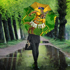Personalized Australian Jackaroo Lawn Bowls Umbrella Kangaroo Athlete Indigenous Pattern Green Yellow Sports Mascot