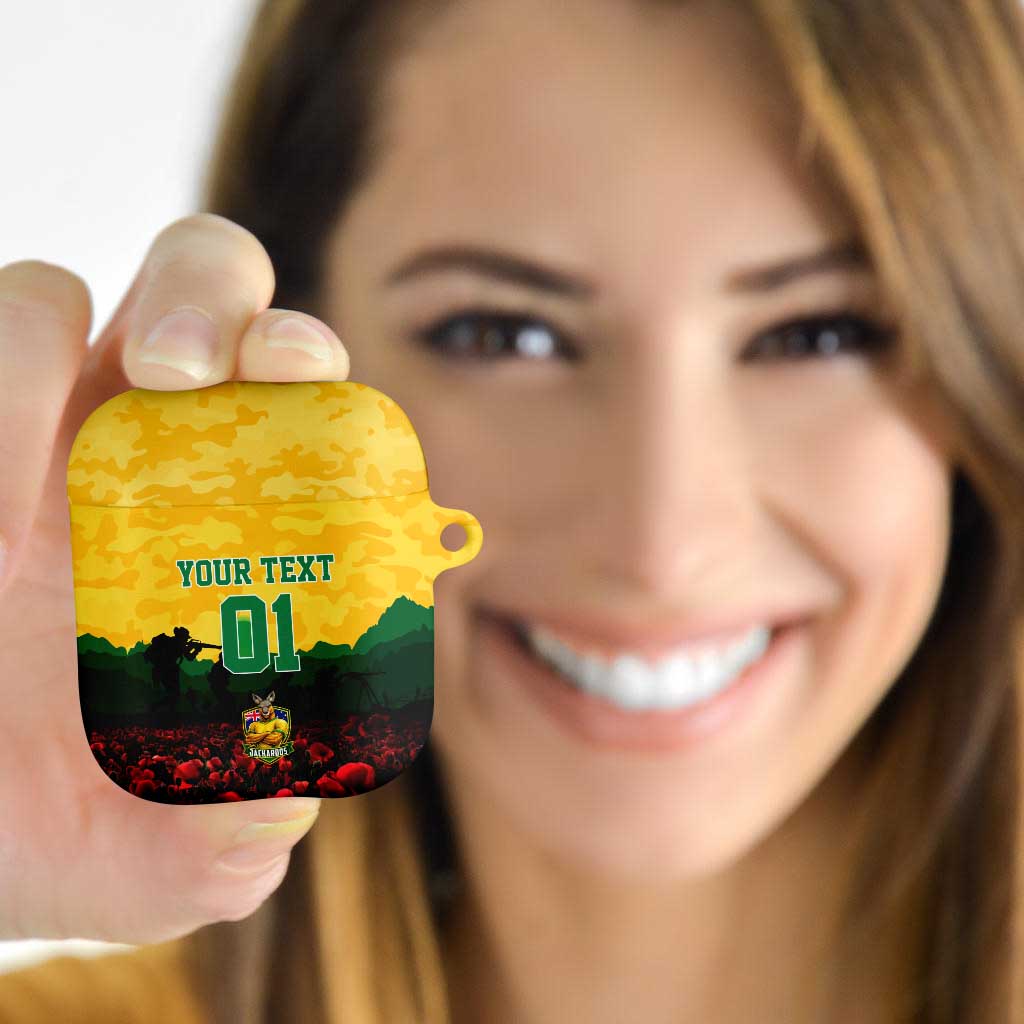 Personalized Australian Jackaroos ANZAC AirPods Case Poppy Field Soldiers Silhouette Sunset Commemorative Design