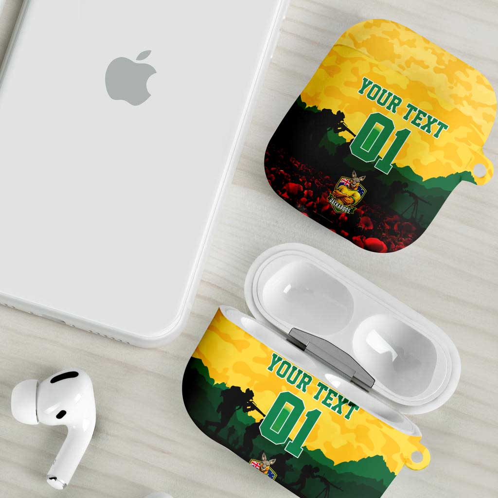 Personalized Australian Jackaroos ANZAC AirPods Case Poppy Field Soldiers Silhouette Sunset Commemorative Design