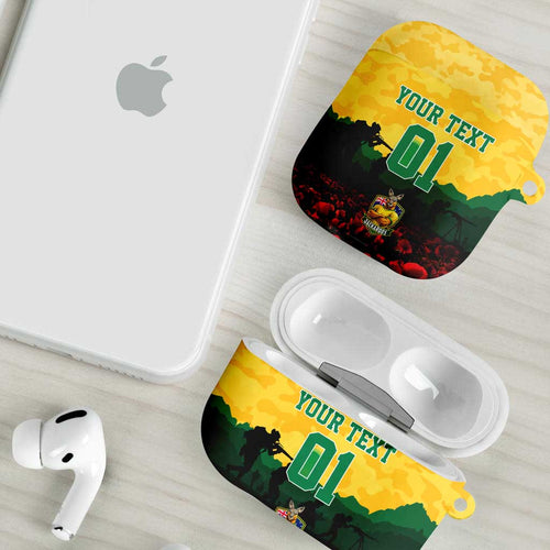 Personalized Australian Jackaroos ANZAC AirPods Case Poppy Field Soldiers Silhouette Sunset Commemorative Design