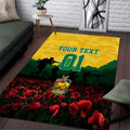 Personalized Australian Jackaroos ANZAC Area Rug Poppy Field Soldiers Silhouette Sunset Commemorative Design