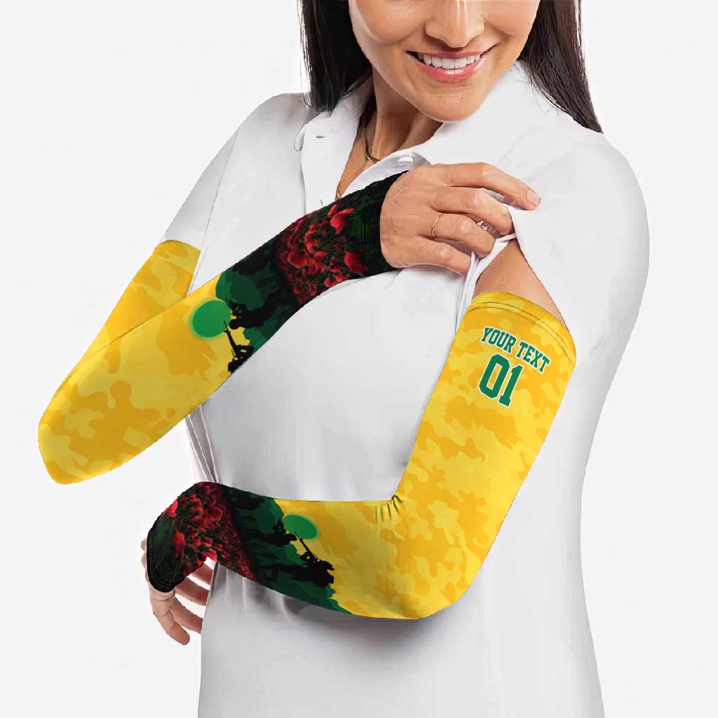 Personalized Australian Jackaroos ANZAC Arm Sleeves Poppy Field Soldiers Silhouette Sunset Commemorative Design