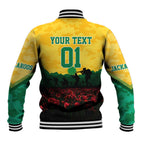 Personalized Australian Jackaroos ANZAC Baseball Jacket Poppy Field Soldiers Silhouette Sunset Commemorative Design