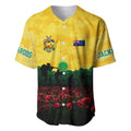 Personalized Australian Jackaroos ANZAC Baseball Jersey Poppy Field Soldiers Silhouette Sunset Commemorative Design