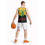 Personalized Australian Jackaroos ANZAC Basketball Jersey Poppy Field Soldiers Silhouette Sunset Commemorative Design
