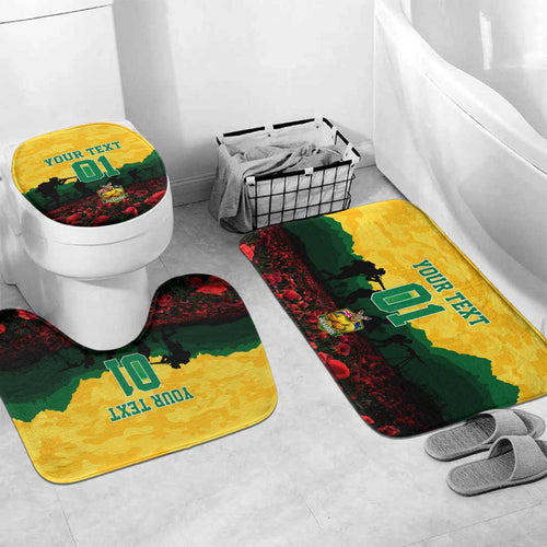 Personalized Australian Jackaroos ANZAC Bathroom Set Poppy Field Soldiers Silhouette Sunset Commemorative Design