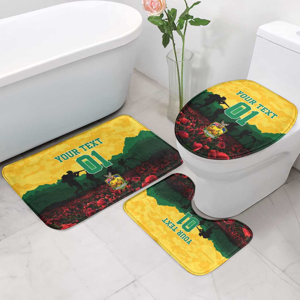 Personalized Australian Jackaroos ANZAC Bathroom Set Poppy Field Soldiers Silhouette Sunset Commemorative Design