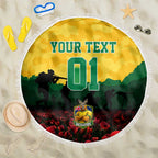 Personalized Australian Jackaroos ANZAC Beach Blanket Poppy Field Soldiers Silhouette Sunset Commemorative Design