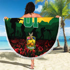 Personalized Australian Jackaroos ANZAC Beach Blanket Poppy Field Soldiers Silhouette Sunset Commemorative Design