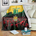 Personalized Australian Jackaroos ANZAC Blanket Poppy Field Soldiers Silhouette Sunset Commemorative Design