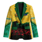 Personalized Australian Jackaroos ANZAC Blazer Poppy Field Soldiers Silhouette Sunset Commemorative Design