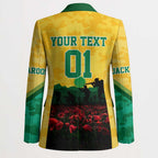 Personalized Australian Jackaroos ANZAC Blazer Poppy Field Soldiers Silhouette Sunset Commemorative Design