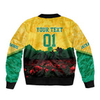 Personalized Australian Jackaroos ANZAC Bomber Jacket Poppy Field Soldiers Silhouette Sunset Commemorative Design
