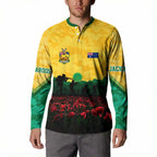 Personalized Australian Jackaroos ANZAC Button Sweatshirt Poppy Field Soldiers Silhouette Sunset Commemorative Design