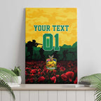 Personalized Australian Jackaroos ANZAC Canvas Wall Art Poppy Field Soldiers Silhouette Sunset Commemorative Design