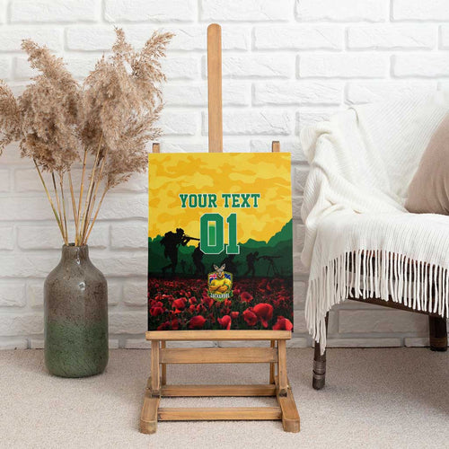 Personalized Australian Jackaroos ANZAC Canvas Wall Art Poppy Field Soldiers Silhouette Sunset Commemorative Design
