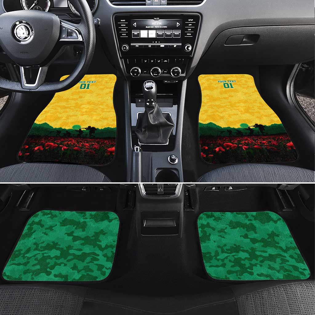 Personalized Australian Jackaroos ANZAC Car Mats Poppy Field Soldiers Silhouette Sunset Commemorative Design