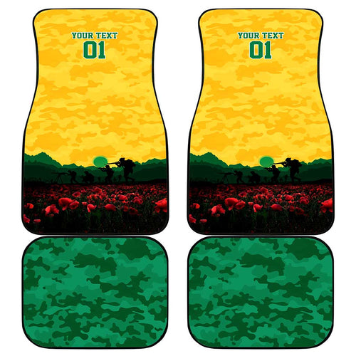 Personalized Australian Jackaroos ANZAC Car Mats Poppy Field Soldiers Silhouette Sunset Commemorative Design
