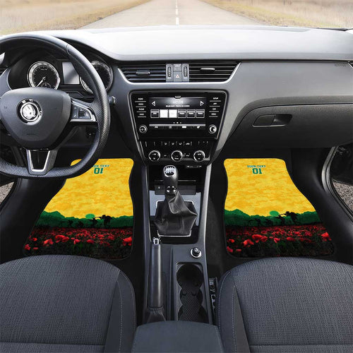 Personalized Australian Jackaroos ANZAC Car Mats Poppy Field Soldiers Silhouette Sunset Commemorative Design