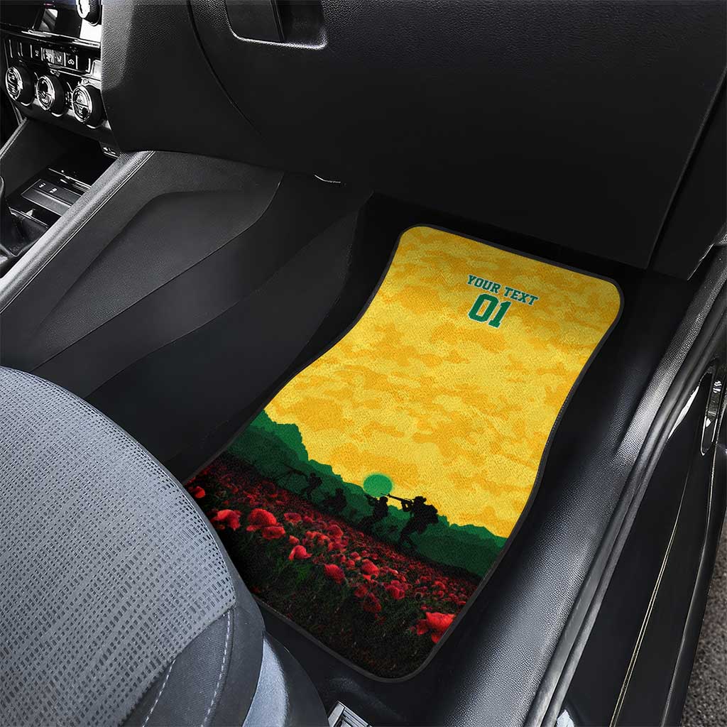 Personalized Australian Jackaroos ANZAC Car Mats Poppy Field Soldiers Silhouette Sunset Commemorative Design
