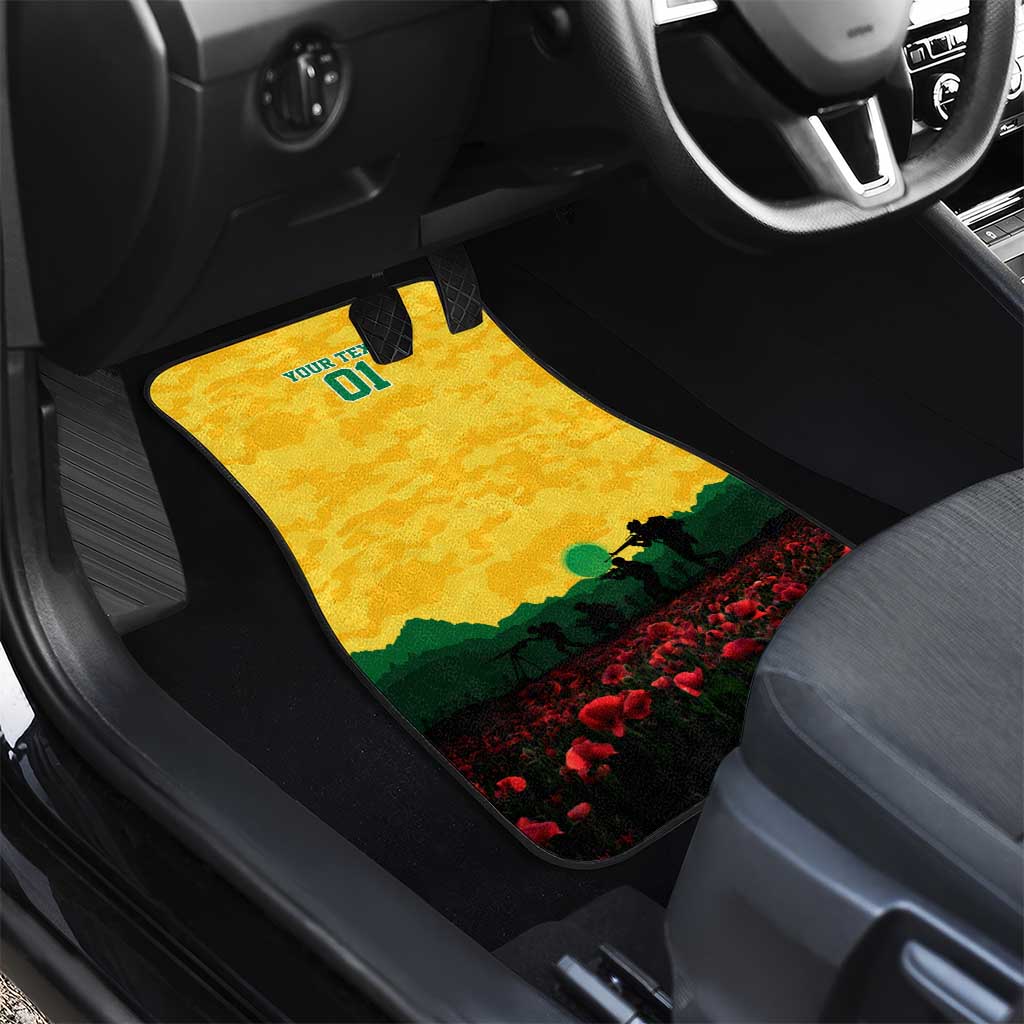 Personalized Australian Jackaroos ANZAC Car Mats Poppy Field Soldiers Silhouette Sunset Commemorative Design