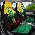 Personalized Australian Jackaroos ANZAC Car Seat Cover Poppy Field Soldiers Silhouette Sunset Commemorative Design