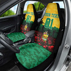 Personalized Australian Jackaroos ANZAC Car Seat Cover Poppy Field Soldiers Silhouette Sunset Commemorative Design