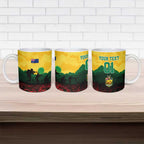 Personalized Australian Jackaroos ANZAC Ceramic Mug Poppy Field Soldiers Silhouette Sunset Commemorative Design