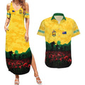 Personalized Australian Jackaroos ANZAC Couples Matching Summer Maxi Dress and Hawaiian Shirt Poppy Field Soldiers Silhouette Sunset Commemorative Design