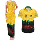 Personalized Australian Jackaroos ANZAC Couples Matching Tank Maxi Dress and Hawaiian Shirt Poppy Field Soldiers Silhouette Sunset Commemorative Design