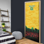 Personalized Australian Jackaroos ANZAC Door Cover Poppy Field Soldiers Silhouette Sunset Commemorative Design