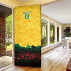 Personalized Australian Jackaroos ANZAC Door Cover Poppy Field Soldiers Silhouette Sunset Commemorative Design