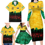 Personalized Australian Jackaroos ANZAC Family Matching Long Sleeve Bodycon Dress and Hawaiian Shirt Poppy Field Soldiers Silhouette Sunset Commemorative Design