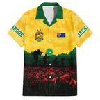 Personalized Australian Jackaroos ANZAC Family Matching Long Sleeve Bodycon Dress and Hawaiian Shirt Poppy Field Soldiers Silhouette Sunset Commemorative Design