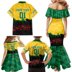 Personalized Australian Jackaroos ANZAC Family Matching Mermaid Dress and Hawaiian Shirt Poppy Field Soldiers Silhouette Sunset Commemorative Design
