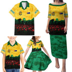 Personalized Australian Jackaroos ANZAC Family Matching Puletasi and Hawaiian Shirt Poppy Field Soldiers Silhouette Sunset Commemorative Design