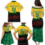 Personalized Australian Jackaroos ANZAC Family Matching Puletasi and Hawaiian Shirt Poppy Field Soldiers Silhouette Sunset Commemorative Design