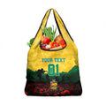 Personalized Australian Jackaroos ANZAC Grocery Bag Poppy Field Soldiers Silhouette Sunset Commemorative Design