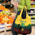 Personalized Australian Jackaroos ANZAC Grocery Bag Poppy Field Soldiers Silhouette Sunset Commemorative Design