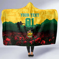 Personalized Australian Jackaroos ANZAC Hooded Blanket Poppy Field Soldiers Silhouette Sunset Commemorative Design
